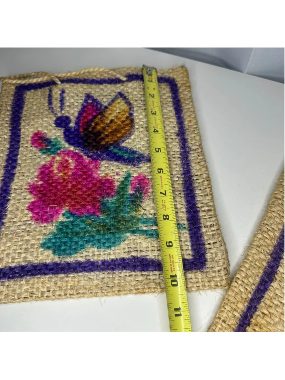 Vintage Set of 2 Hand Woven Bags with Colorful Floral & Butterfly Design